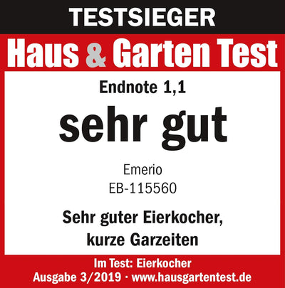 EMERIO ausgezeichnet einzigartiger Eierkocher kocht alle drei Garstufen [weich|mittel|hart] in nur e