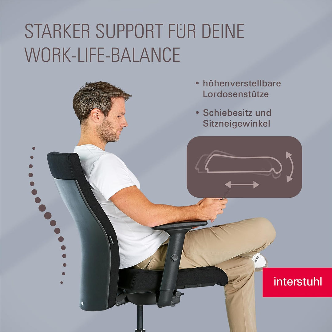 Interstuhl Edge Soft Ergonomischer Bürostuhl – Schreibtischstuhl mit 10 Jahren Garantie, Made in Ger