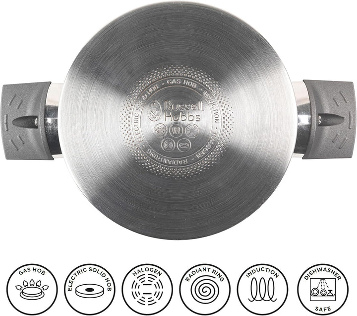 Russell Hobbs RH01170EU Excellence 3-teilig stapelbar Dampfgarer - 18cm-Dampfgarer-Set, Glasdeckel,