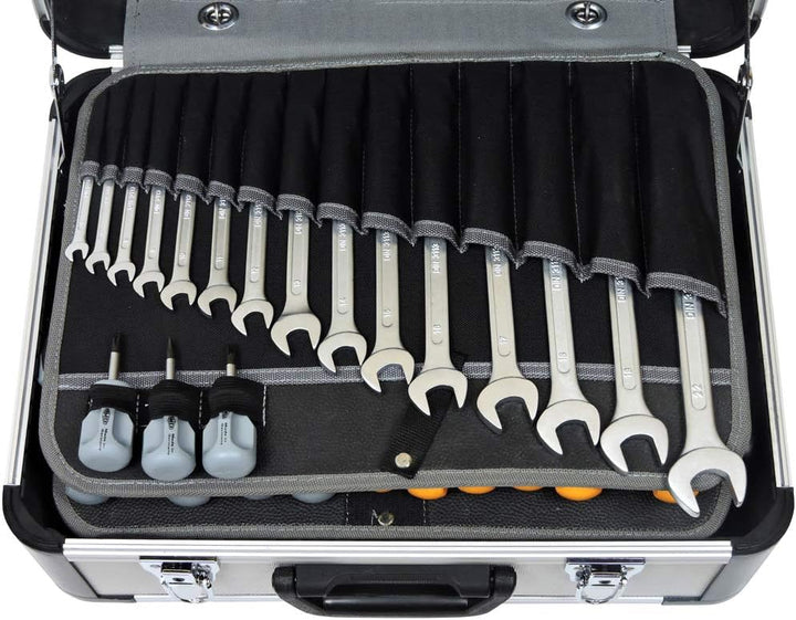 FAMEX 418-88 Profi Alu Werkzeugkoffer gefüllt mit Werkzeugset gross, für den gewerblichen Einsatz, W