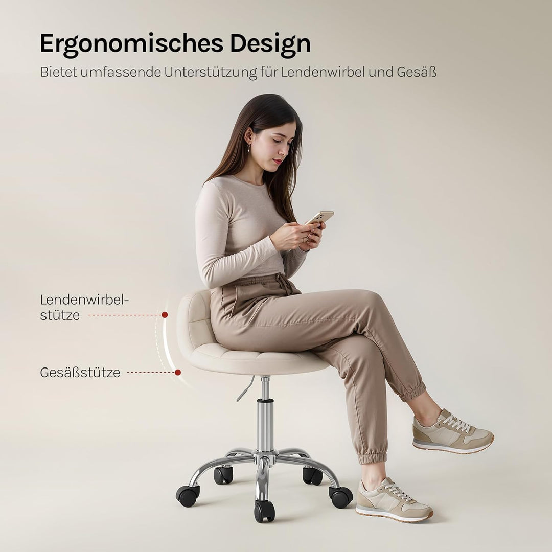WOLTU Bürohocker mit Rollen, Schminktisch Stuhl höhenverstellbar, Rollrocker mit niedriger Rückenleh