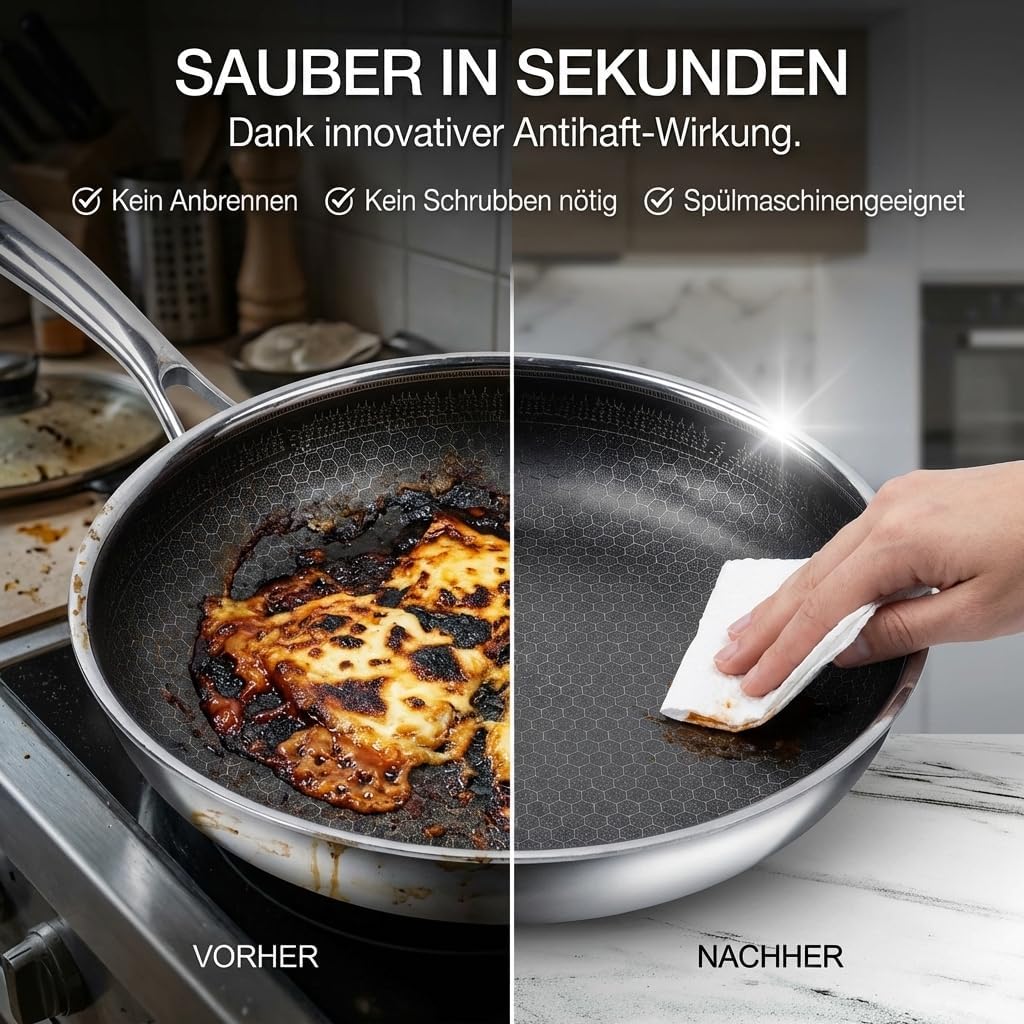 FIXLINE® Brat & Schmorpfanne 28cm Black Forest Design - kratzfeste Antihaftbeschichtung - hoher Rand