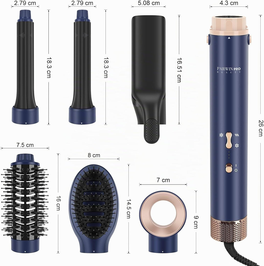 Air Glätteisen ＆ Auto-Wrap Lockenaufsätzen - 6 IN 1 Airstyler Set - PARWIN PRO BEAUTY Ionen Haartroc