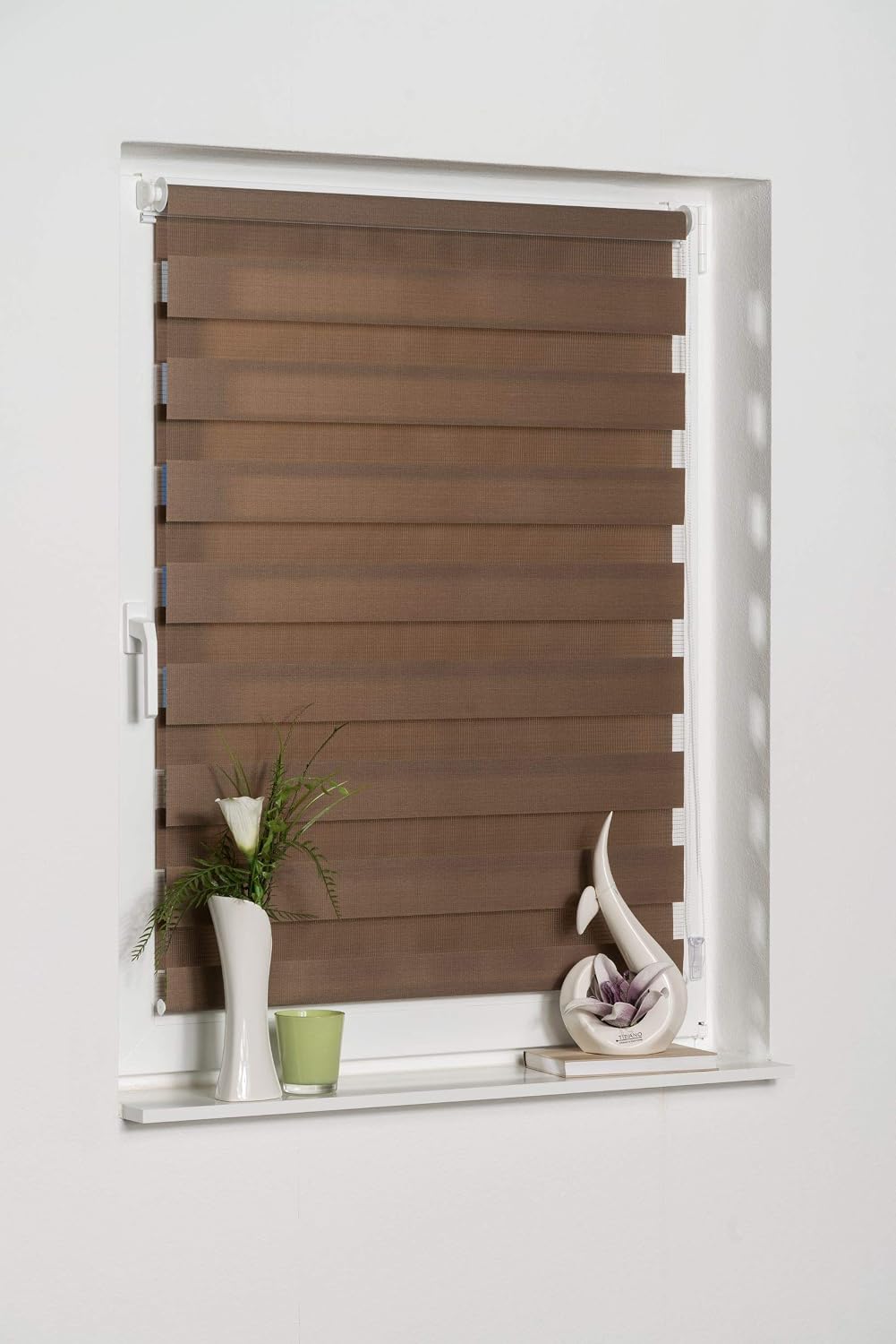 K-home Klemmfix Doppelrollo Madrid ohne Bohren Mokka 45 x 200 cm (B x L), Mokka 45 x 200 cm (B x L)