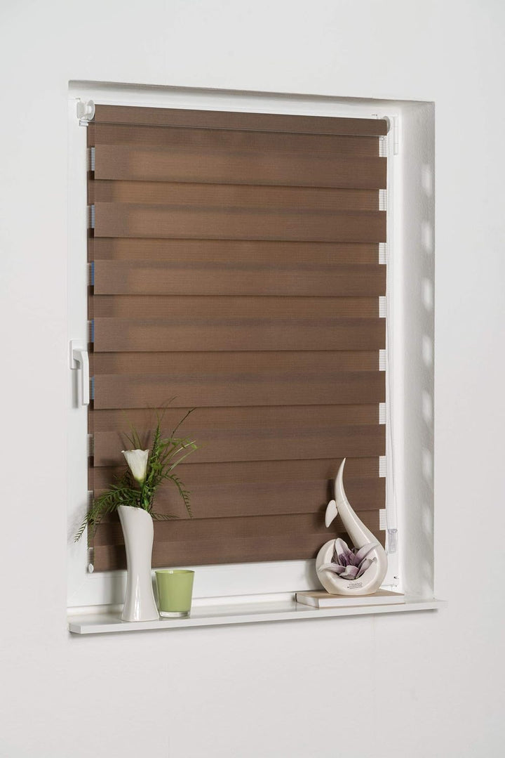 K-home Klemmfix Doppelrollo Madrid ohne Bohren Mokka 80 x 150 cm (B x L), Mokka 80 x 150 cm (B x L)