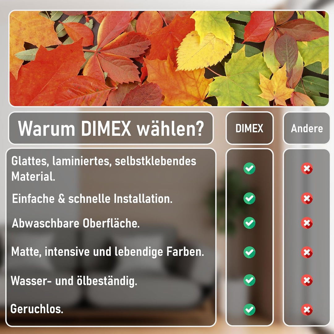 DIMEX Küchenrückwand Folie selbstklebend BLÄTTER | Klebefolie - Dekofolie - Spritzschutz für Küche |