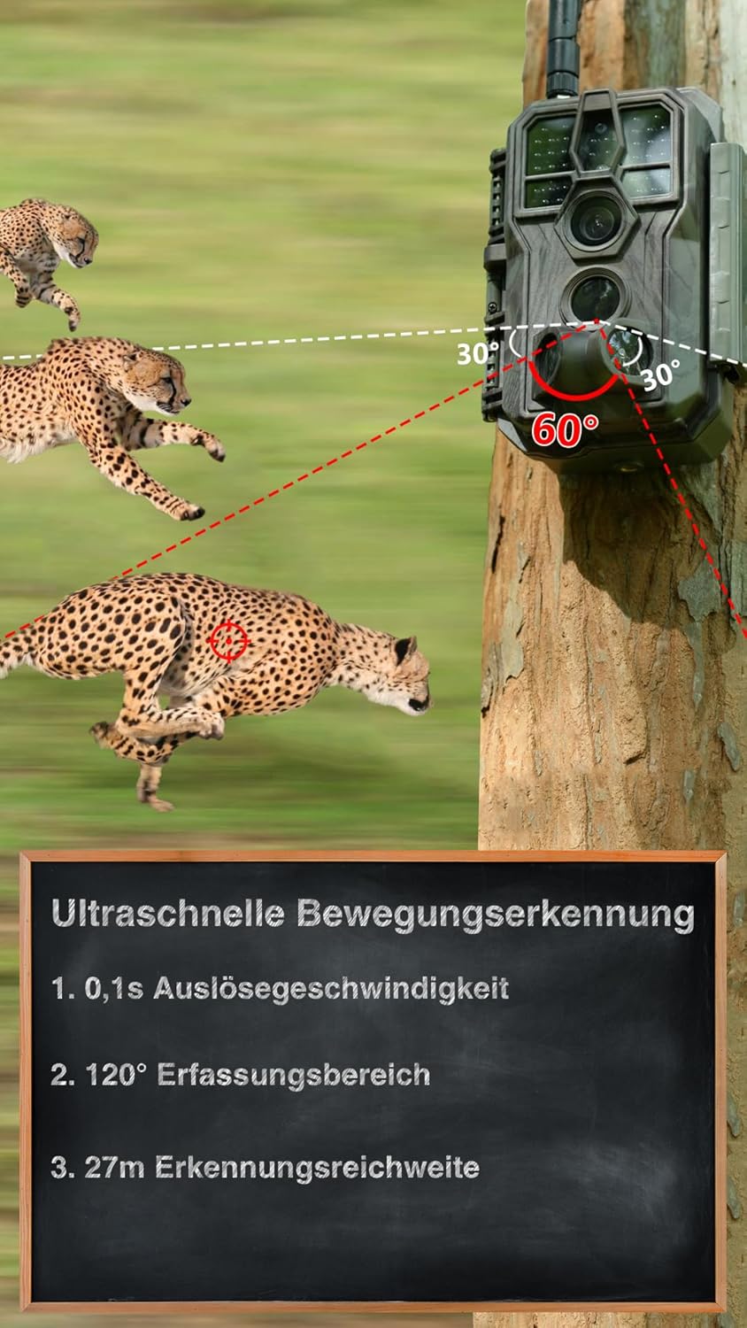 GardePro X50 Pro Max 4G LTE Wildkamera mit Live-Streaming, Wiederaufladbare 8000mAh Batterie, integr