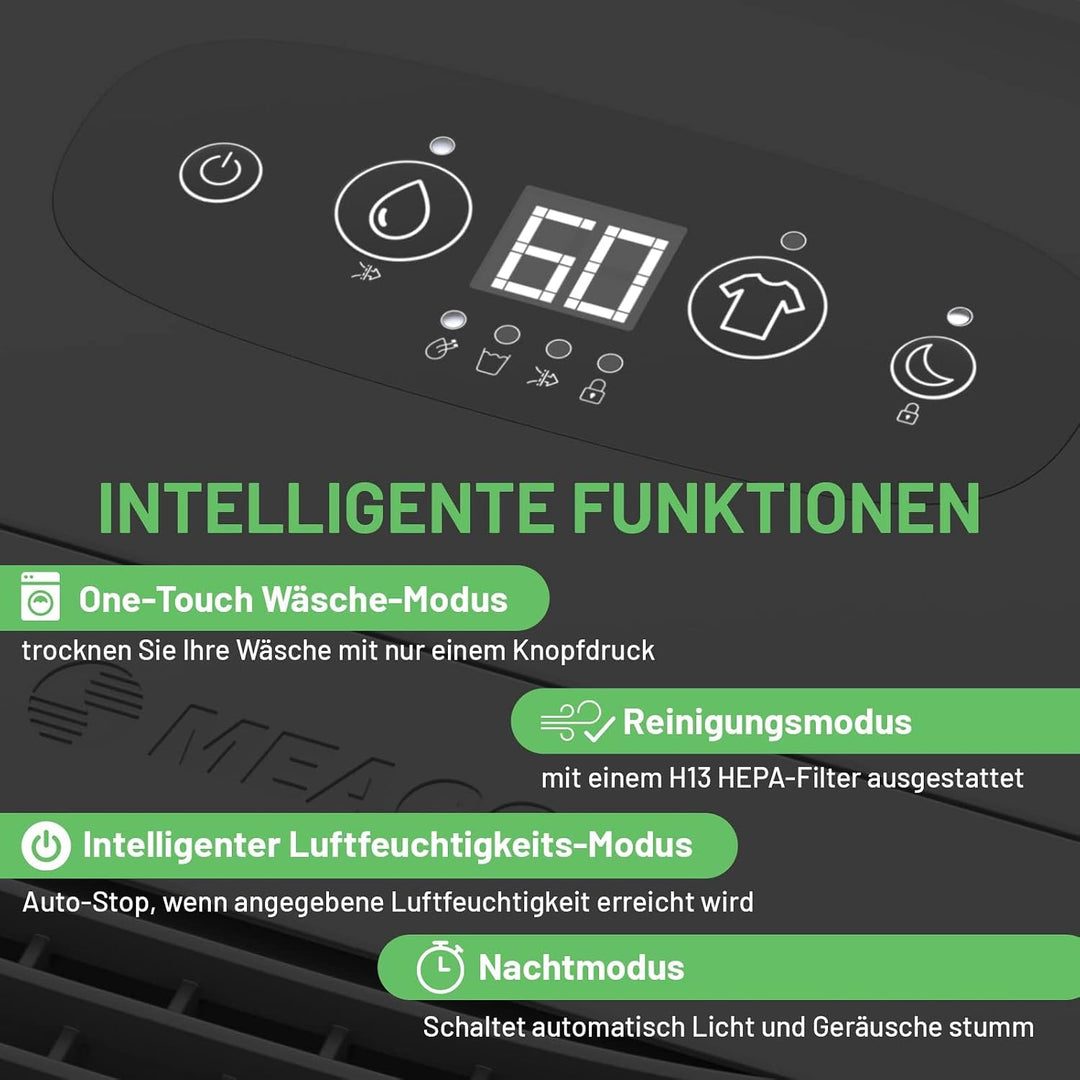 Meaco Ultra Leise Luftentfeuchter - MeacoDry Arete® One 25L Raumentfeuchter &amp; Luftreiniger für Wohnu