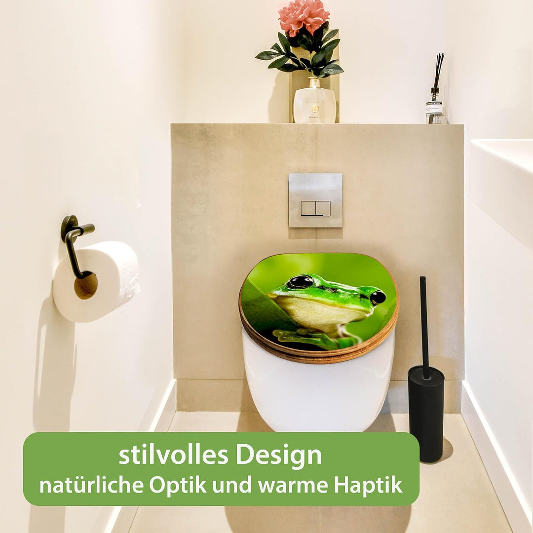 banjado Design WC Sitz Bambus Absenkautomatik 45,8x37,5cm - Toilettendeckel mit Absenkautomatik Holz