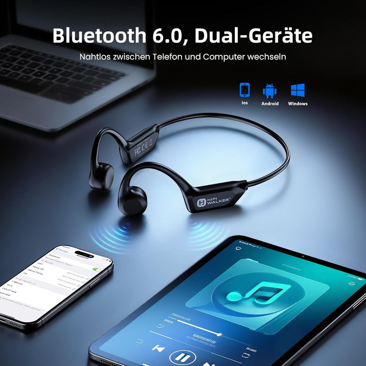 HIFI WALKER Knochenschall Kopfhörer Bluetooth 6.0, Open Ear Kopfhörer Bone Conduction Headphones, 18