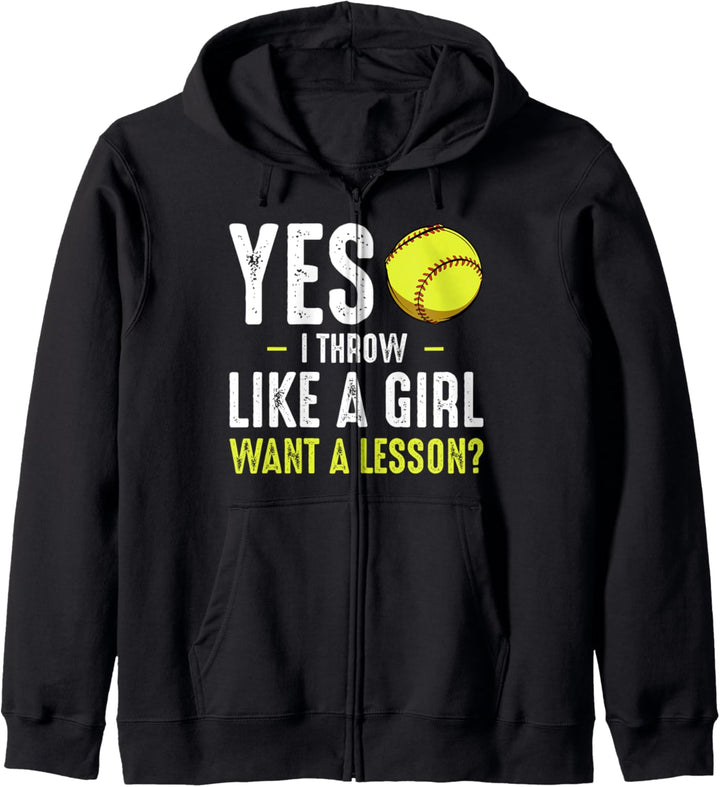 Yes I Throw Like A Girl Baseball Softball Training Spiel Kapuzenjacke