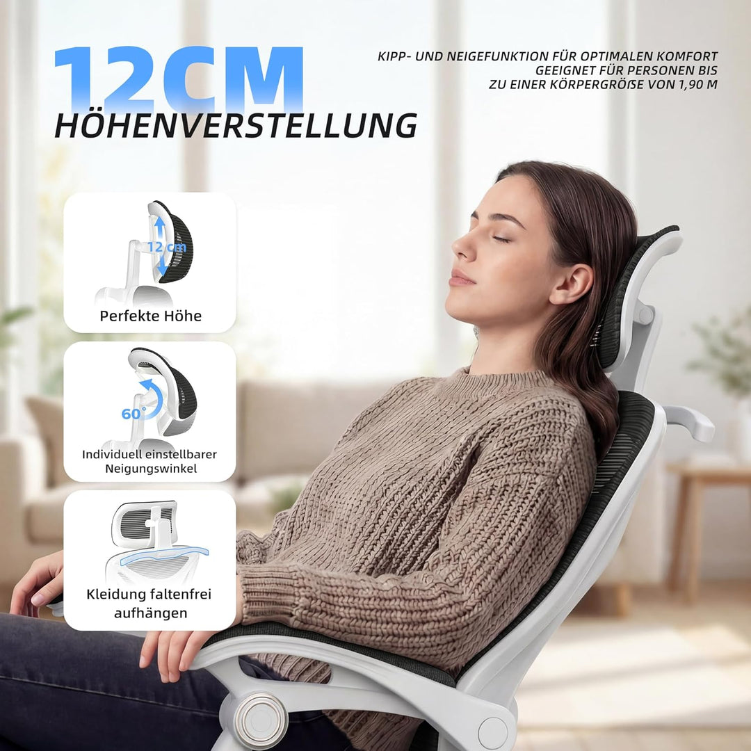 CYKOV Ergonomischer Bürostuhl mit Fussstütze, Büro Stuhl & Gaming Stuhl 150 kg+, 90-160° Verstellbar