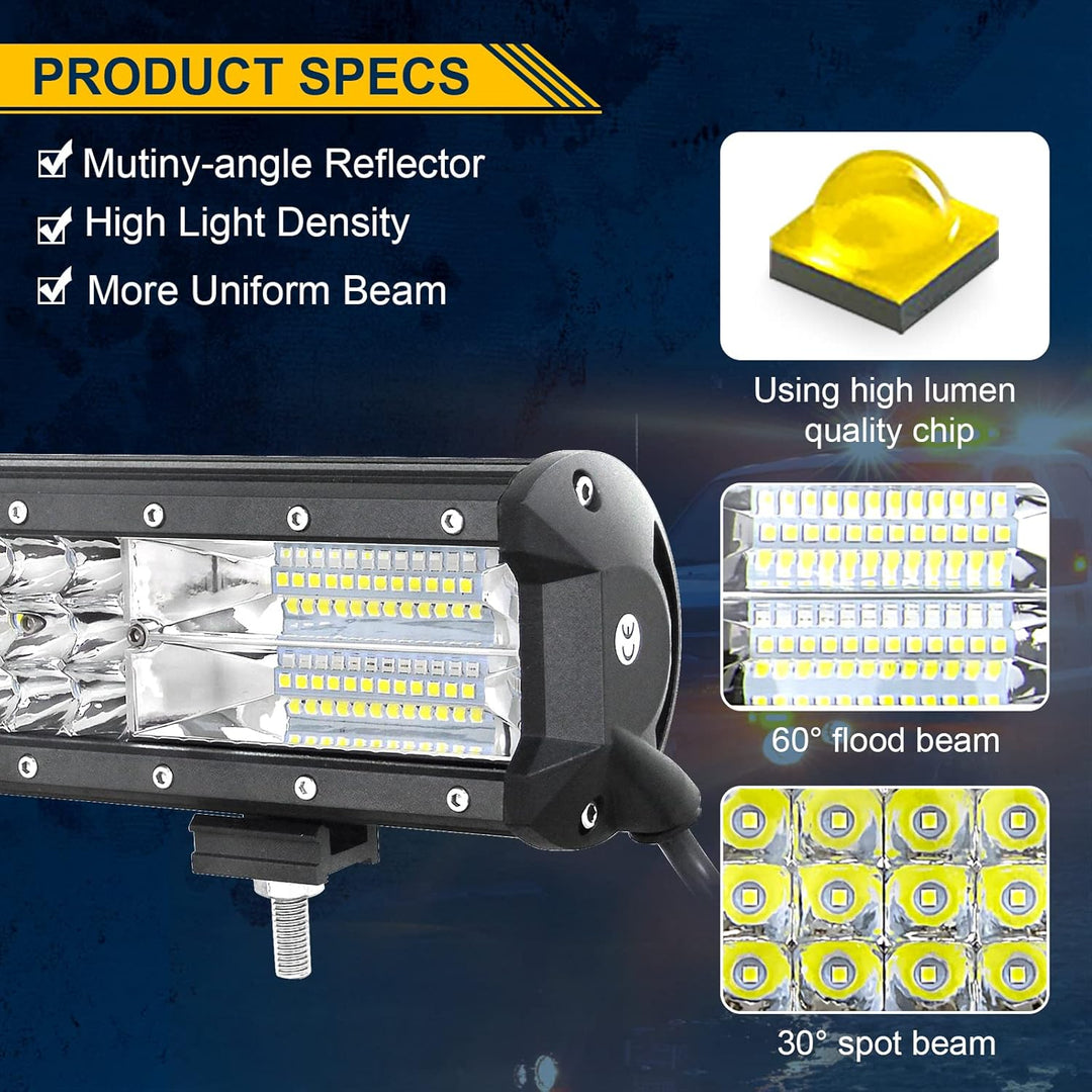 AUXTINGS 38 cm 15 Zoll 216W dreireihiger LED Arbeitslicht Bar Autoscheinwerfer Offroad Flutlicht Sch