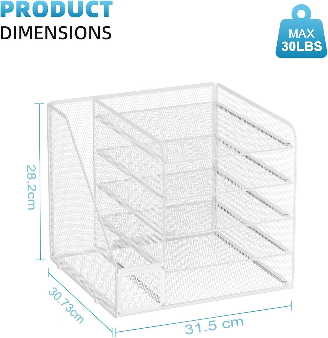 Marbrasse Schreibtisch Organizer und Büro Zubehör,5-Tier Briefablage,Mesh Büro Organizer für Schreib