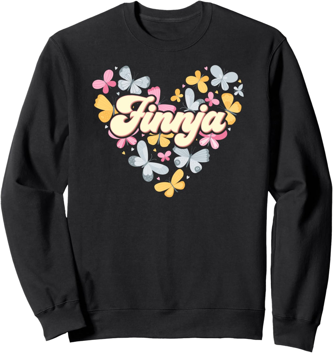 Finnja Retro Vintage Schmetterling Vornamen Namen Sweatshirt