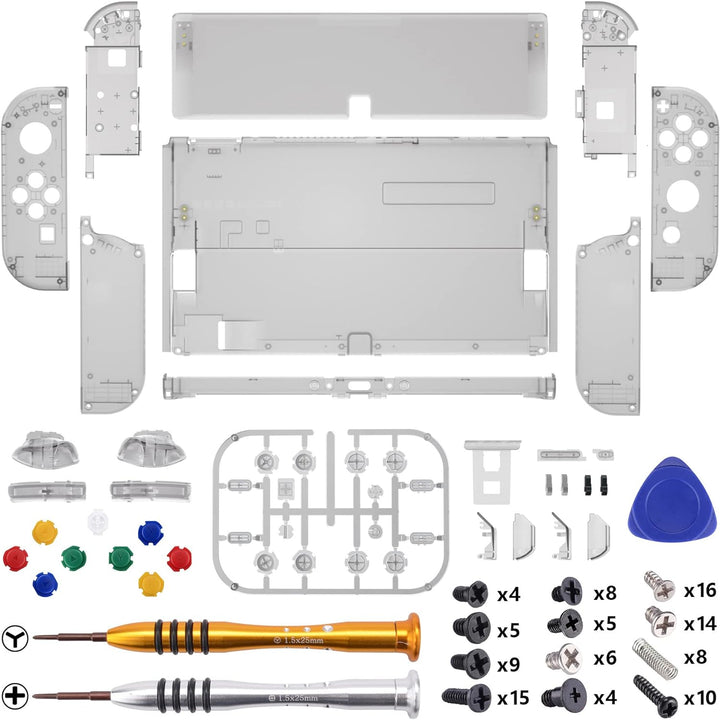 eXtremeRate Full Hülle für Nintendo Switch OLED, DIY-Ersatz Konsole case & Kickstand, NS Joycon Gehä