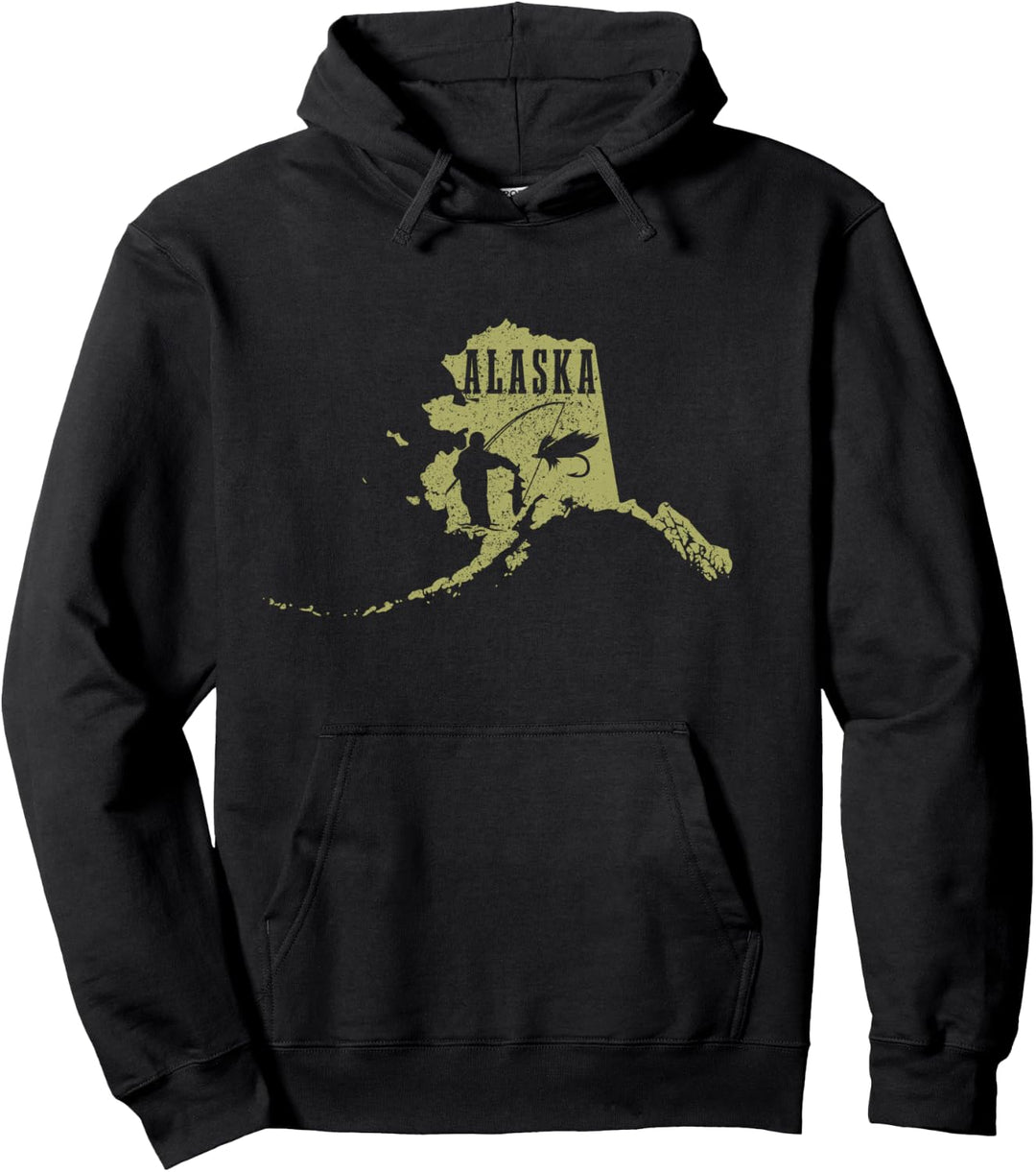 Alaska Fliegenfischen Lachs Angeln Fliegenfischer Angler Pullover Hoodie