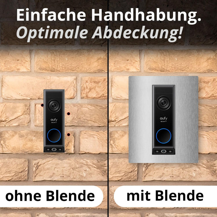 iSecur Blende passend für Eufy Videotürklingel aus Edelstahl I Video-Doorbell I Klingelschild I 140