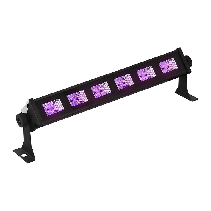 Ibiza - LED-UV-BAR6 - UV-Lampe, Fluoreszenz-Effekt, Schwarzlicht-Effekt mit 6 LEDs zu je 3 W - Schwa