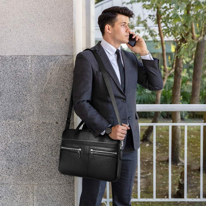 VINBAGGE Businesstasche Herren Leder Aktentasche Männer Handtasche Vintage Laptoptasche Arbeitstasch