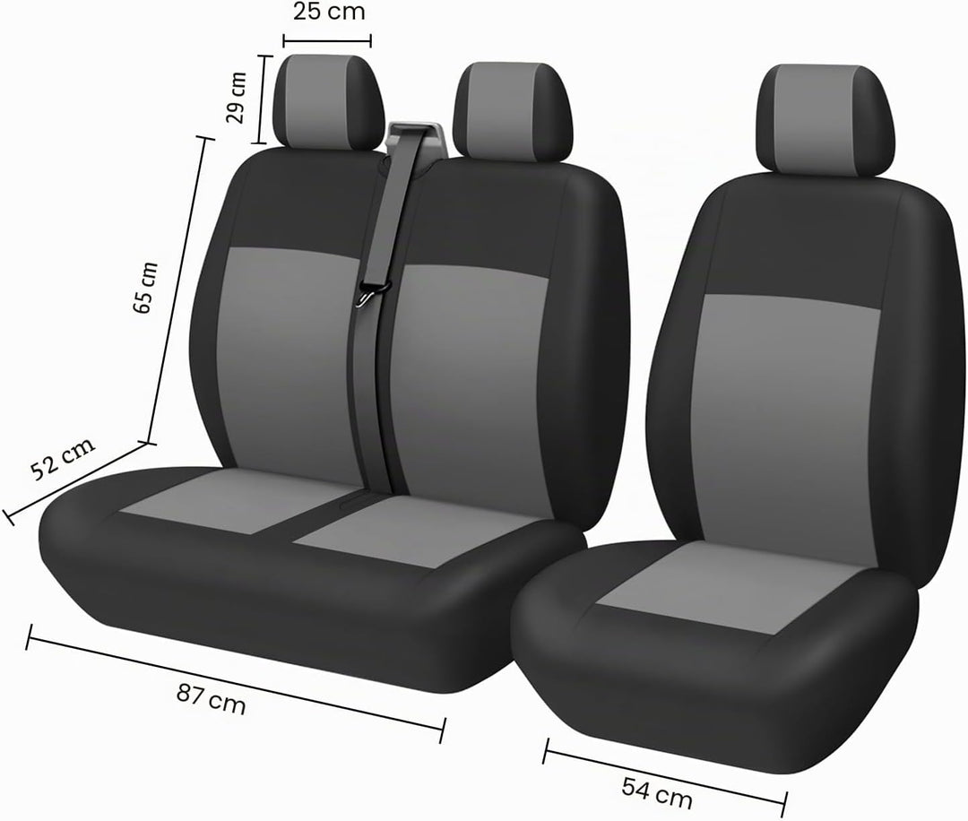 TOYOUN 2+1 Transporter Sitzbezug Set für Die Vordersitze Grau Sitzbezüge | Sitzbezug Van 3 Sitz Univ