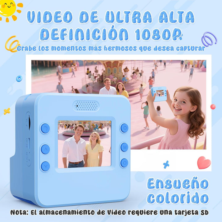 Sofortbildkamera Kinder Kamera,2.4" HD Bildschirm Kinderkamera mit 32GB Spielzeug ab 3 4 5 6 Jahren