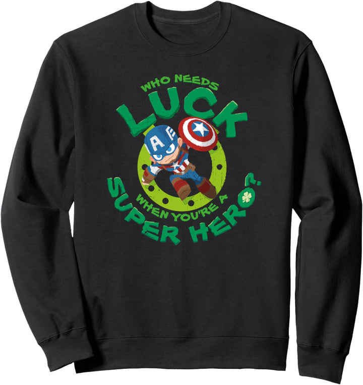 Marvel Captain America Who Needs Luck St. Patrick's Day Sweatshirt