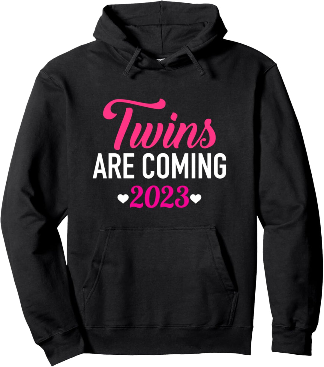 Zwillinge kommen 2023 zur Schwangerschaftsankündigung Pullover Hoodie