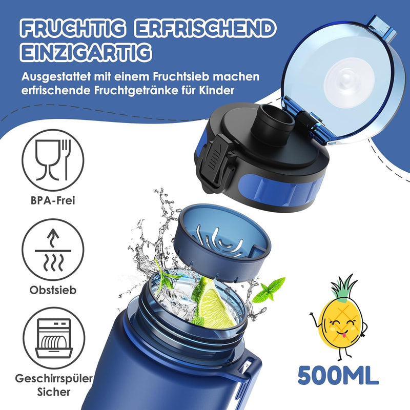 Luyiilo Kinder Trinkflasche Auslaufsicher, Sport Trinkflasche Schule für Wandern & Fitnessstudio, Ko