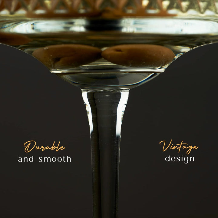 Vintage Coupé Gläser, 2er Set (8,8 oz/260 ml), Champagner, Wein, Martini, Cocktailgläser, Longdrinkg