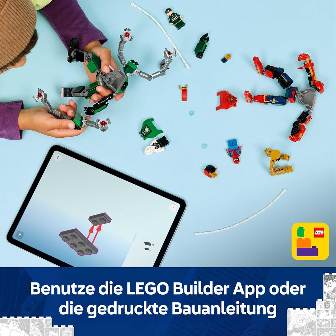LEGO | Mech-Duell: Spider-Man vs. Doc Ock - Superhelden Spielzeug mit 2 Actionfiguren, 3 Minifiguren