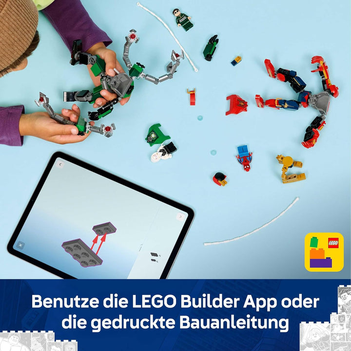 LEGO | Mech-Duell: Spider-Man vs. Doc Ock - Superhelden Spielzeug mit 2 Actionfiguren, 3 Minifiguren
