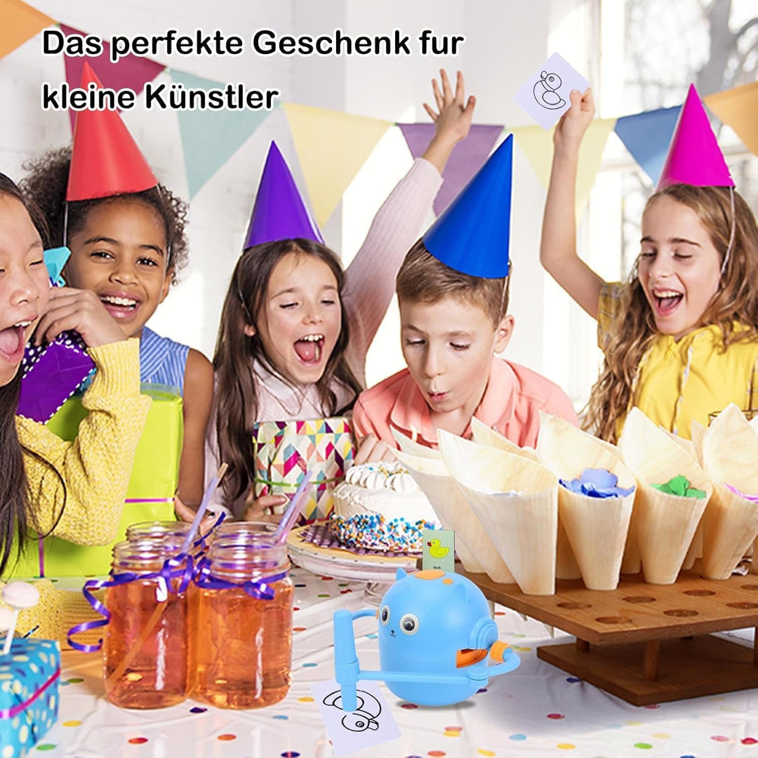 Topiky Magic Zeichenroboter für Kinder ab 3+, Malroboter für Kinder, Interaktiv mit 100 Lernkarten &