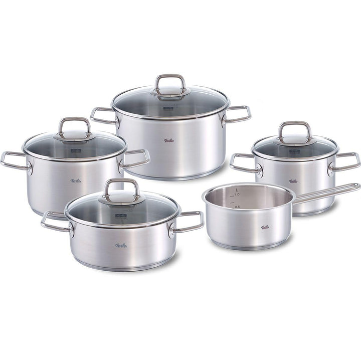 Fissler Viseo / Edelstahl-Topfset, 5-teilig, Kochtopf-Set, Töpfe mit Glas-Deckel, Induktion, alle He