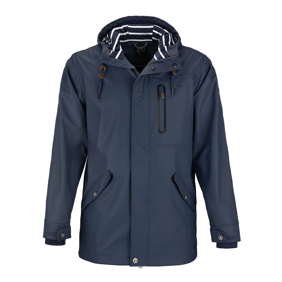 Dry Fashion Herren PU-Parka Lübeck - Regenjacke Herren Wasserdicht Winddicht Reissverschluss Outdoor