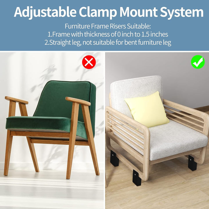 Ezprotekt Einstellbare Bett- und Möbelerhöhungen mit Schraubklemme, 10,2 cm, strapazierfähige Sofa-,