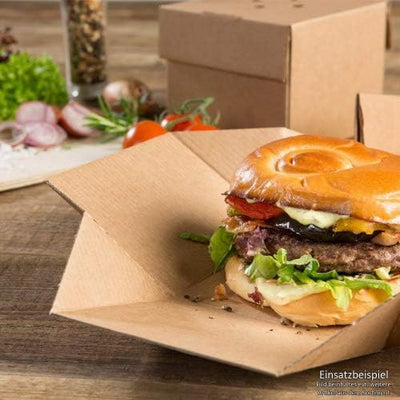 BIOZOYG 100x Burger-Box Karton mit Klappdeckel I Bio Hamburger Karton Kompostierbare Verpackung Burg