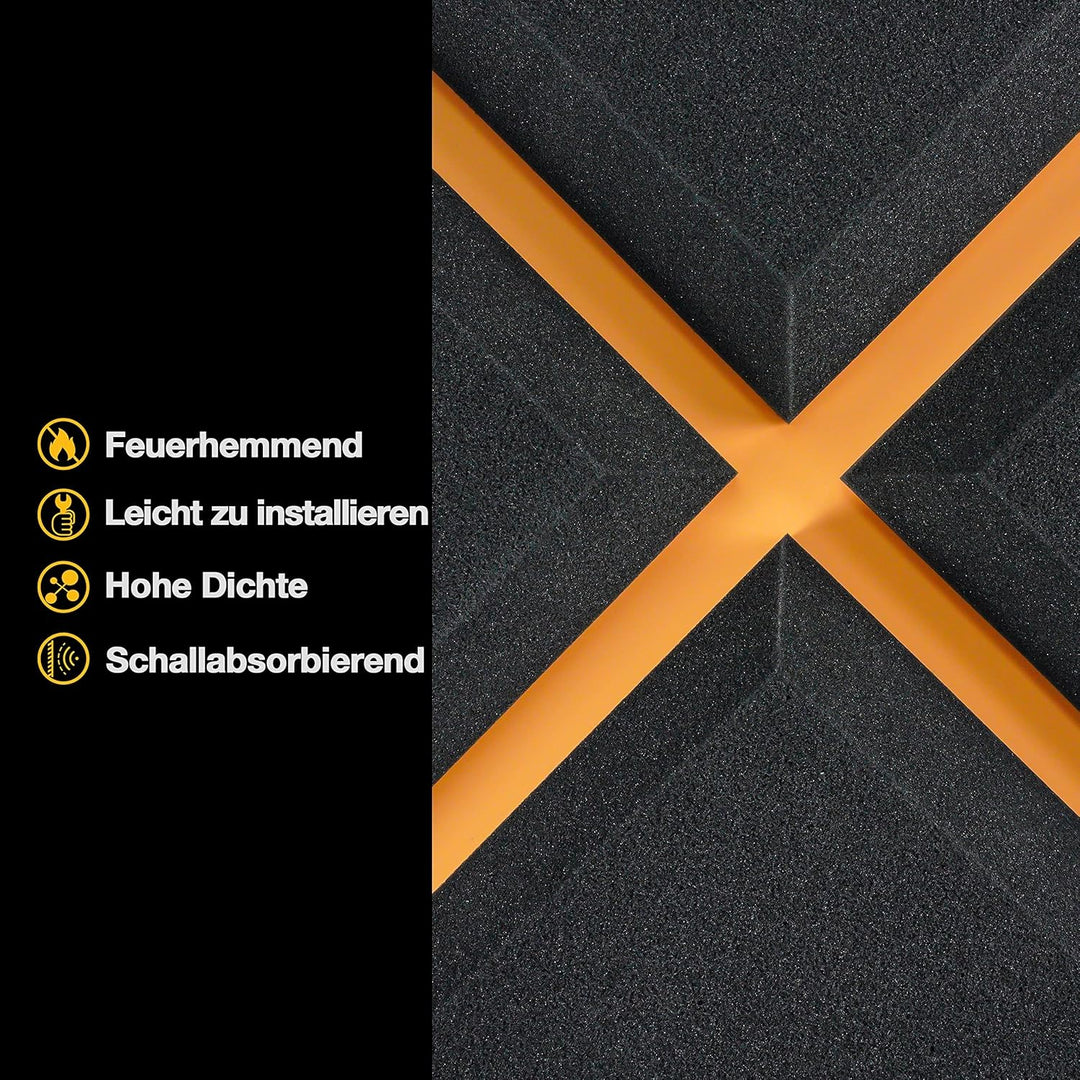 Fstop Labs 12 Stücke Akustikschaumstoff, 2,5x30x30 cm, 3D Hochdichte Schallabsorber Wand, Hall-Echo-