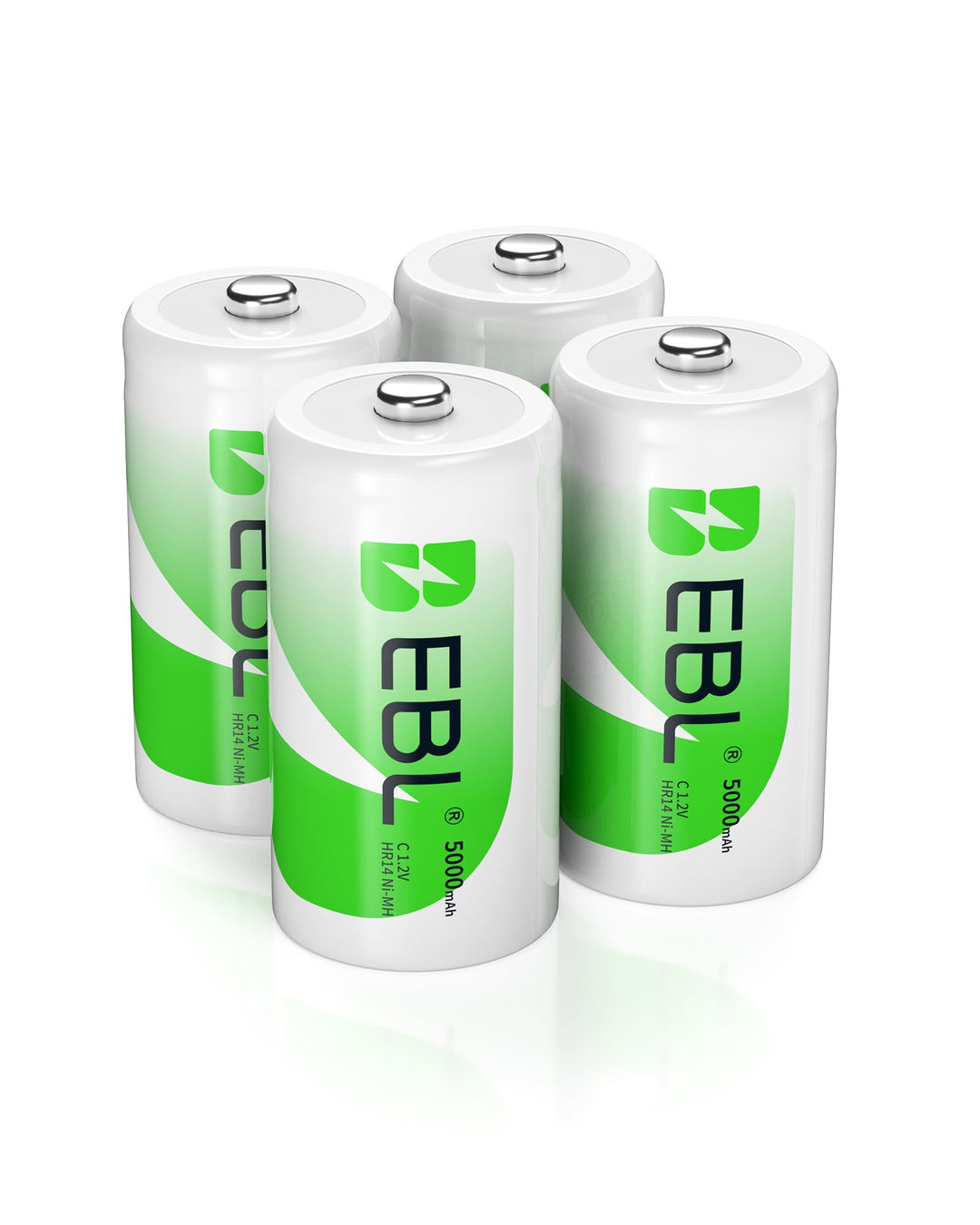 EBL Baby C Akku 5000mAh - NI-MH wiederaufladbare Batterie 4er Pack mit Aufbewahrungsbox, 1,2V Typ C