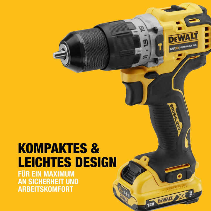 DEWALT 12V 2-Gang Akku-Schlagbohrschrauber DCD706D2 (2.0Ah, bürstenlos, mit Vollmetallgetriebe & 15-