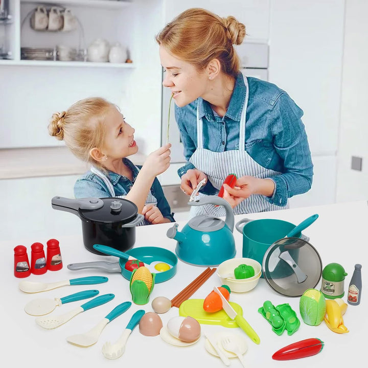 Kinderküche Zubehör 61 Stücke Küchen Spielzeug fur Kinder Kochset Küch Spielzeug Kochgeschirr-Set mi