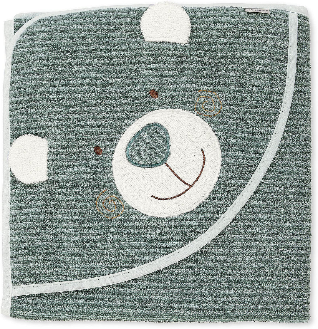 Sterntaler Kapuzenbadetuch Bär Ben, Alter: ab 0 Monaten, 100 x 100 cm, Baumwolle , Mittelgrün Ben (M
