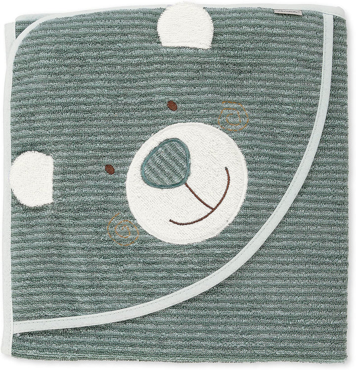 Sterntaler Kapuzenbadetuch Bär Ben, Alter: ab 0 Monaten, 100 x 100 cm, Baumwolle , Mittelgrün Ben (M
