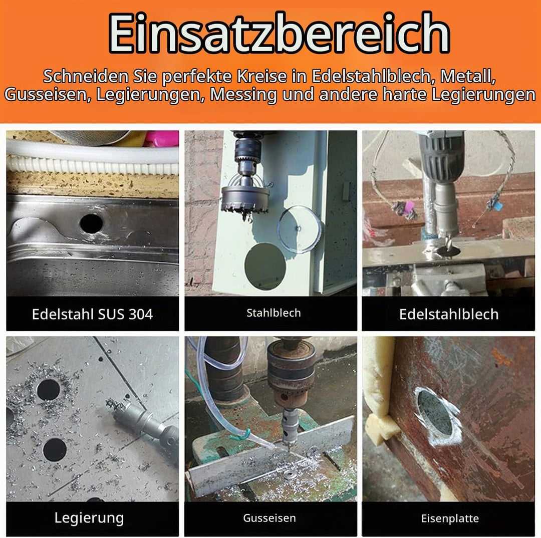 Meccion Lochsäge Hartmetall-Bohrer, Hochwertiger TCT Metall Lochsäge Bohrer für Edelstahl, Eisen, Le