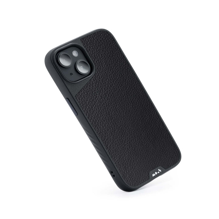 Mous - Hülle für iPhone 14 - Schwarzes Leder - Limitless 5.0 - Handyhülle iPhone 14 MagSafe-Kompatib
