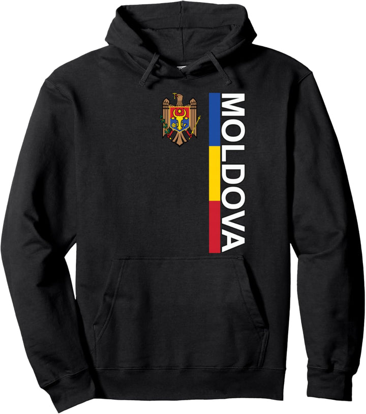Moldauische Linksseitige Flagge mit Emblem von Moldawien Pullover Hoodie
