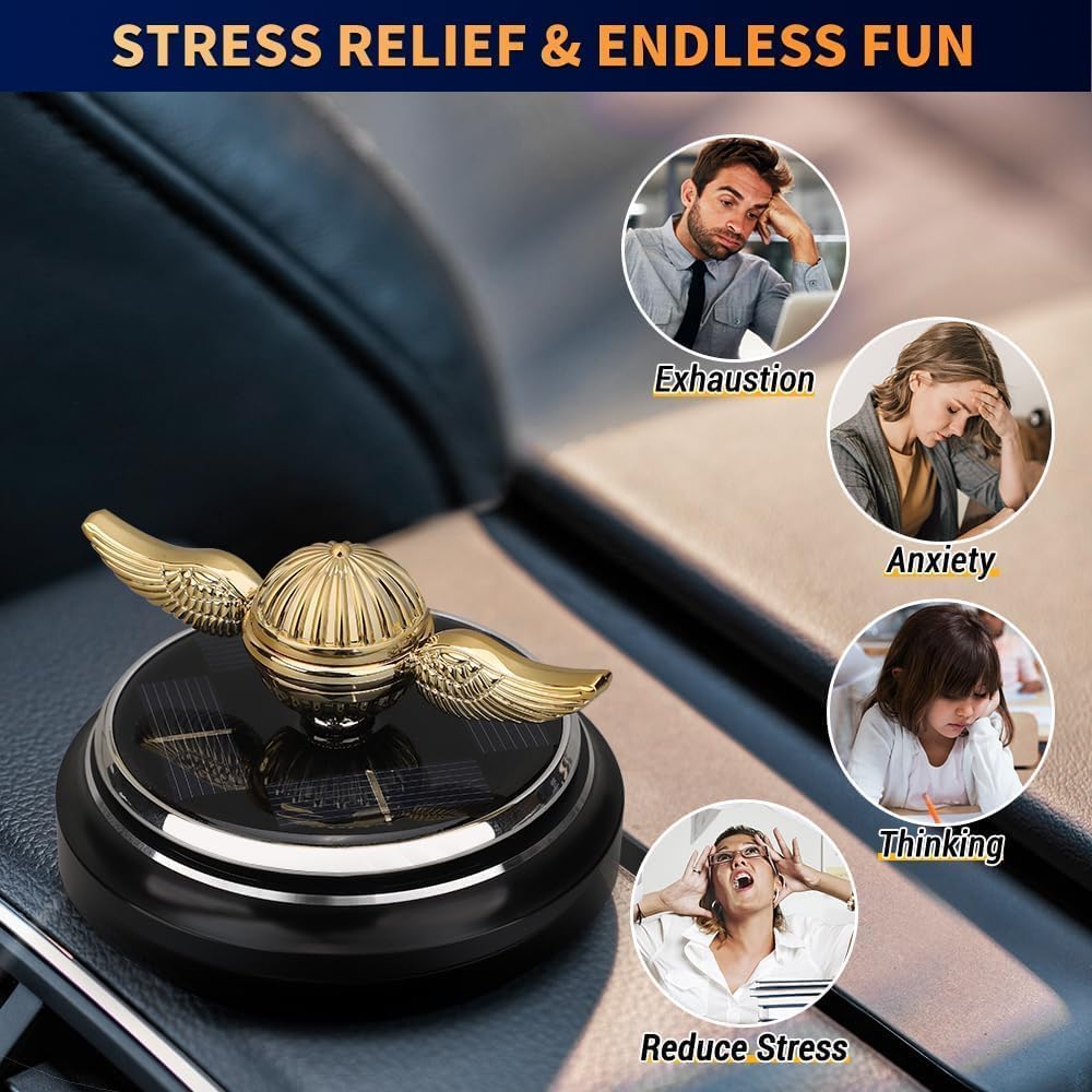 Solarenergie-Auto-goldenes Fidget-Spinner-Spielzeug, Auto-Lufterfrischer mit Sonnenschein zum Stress