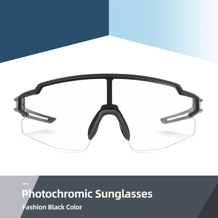 ROCKBROS Fahrradbrille UV 400 Sonnenbrille Photochromatisch Brille Klar Winddicht Sportsbrille für O