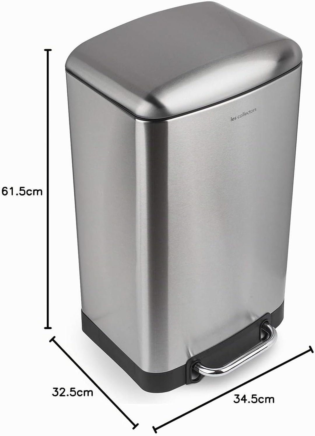 Les Collectors Tret-Mülleimer N°712 / Edelstahl/silber, 30 L/herausnehmbarer Inneneimer/rechteckig,