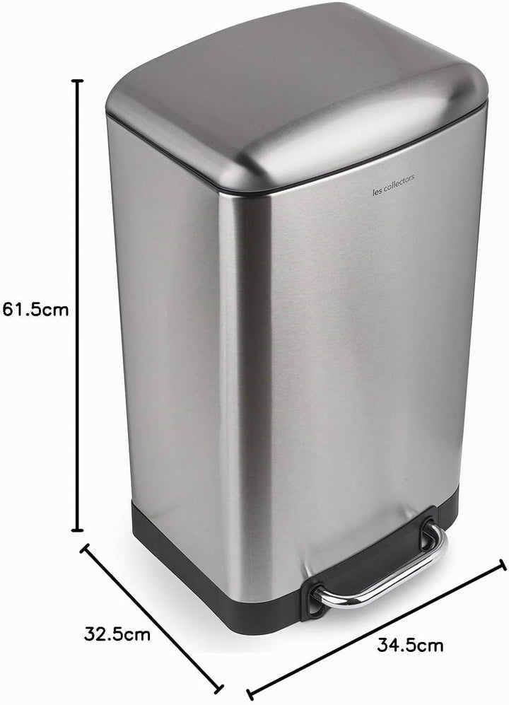 Les Collectors Tret-Mülleimer N°712 / Edelstahl/silber, 30 L/herausnehmbarer Inneneimer/rechteckig,